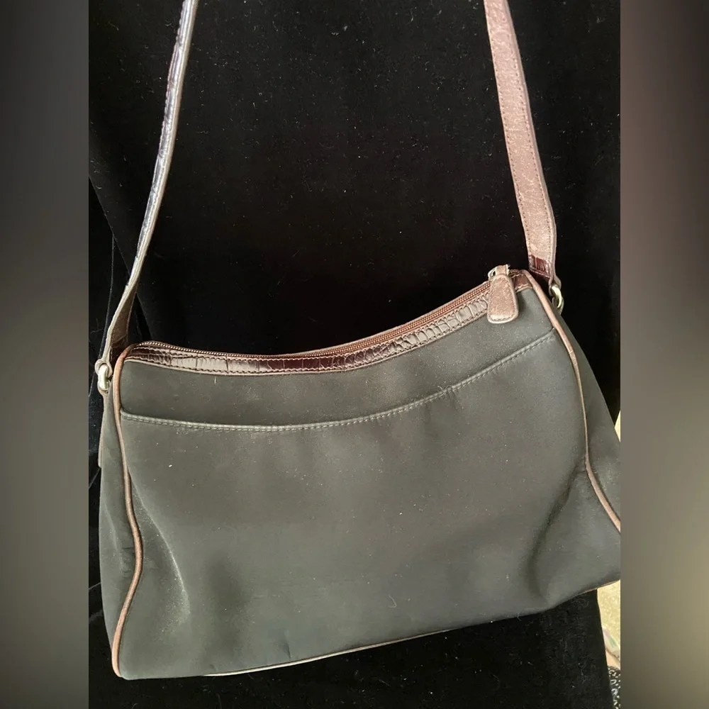 BRIGHTON Vintage Black & Brown Croc hobo handbag Authentic